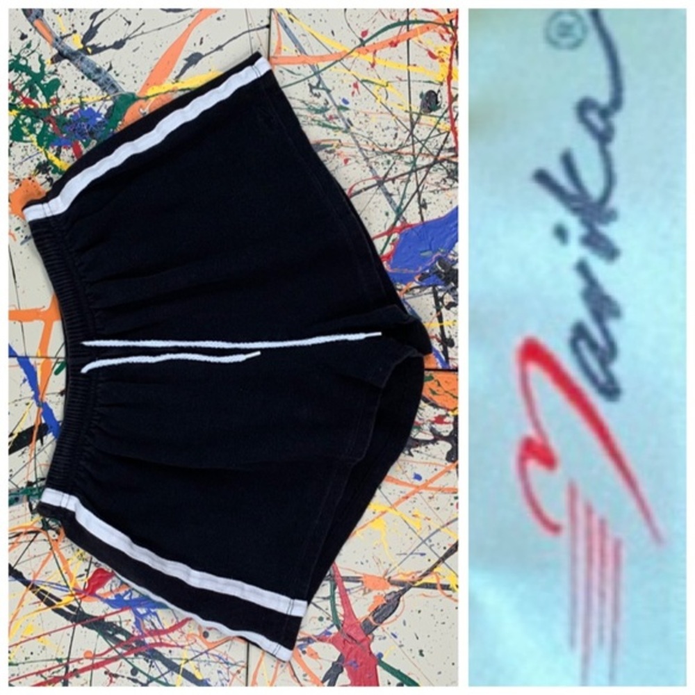 Marika black with white stripes athletic shorts. - Picture 2 of 8